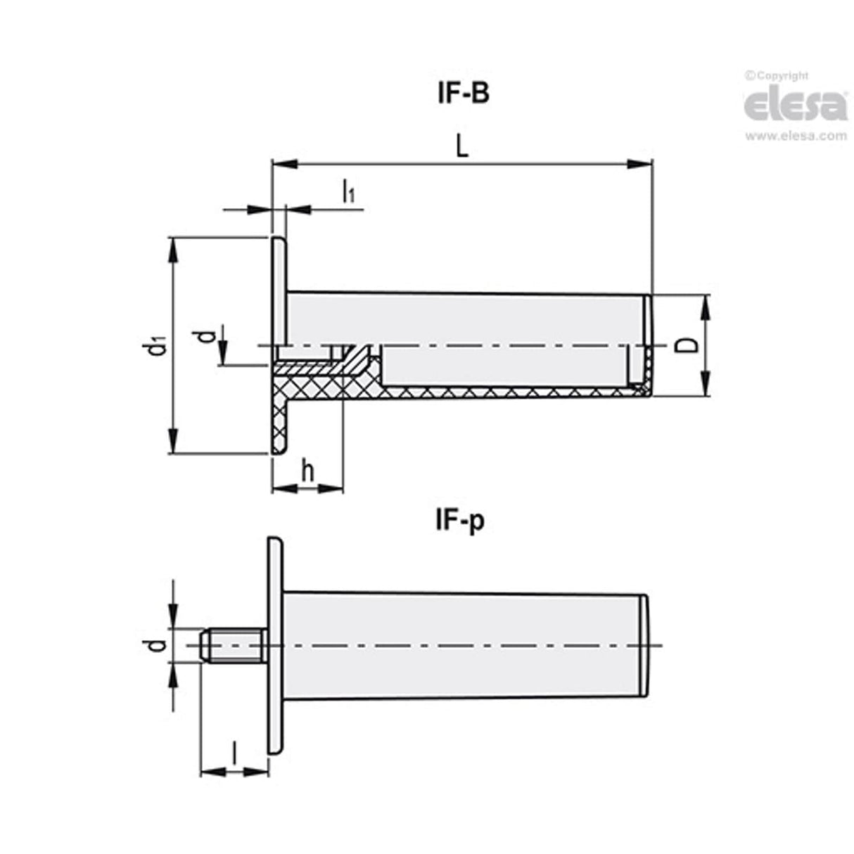 Cylindrical fixed handle-IF.112 p-M8x20