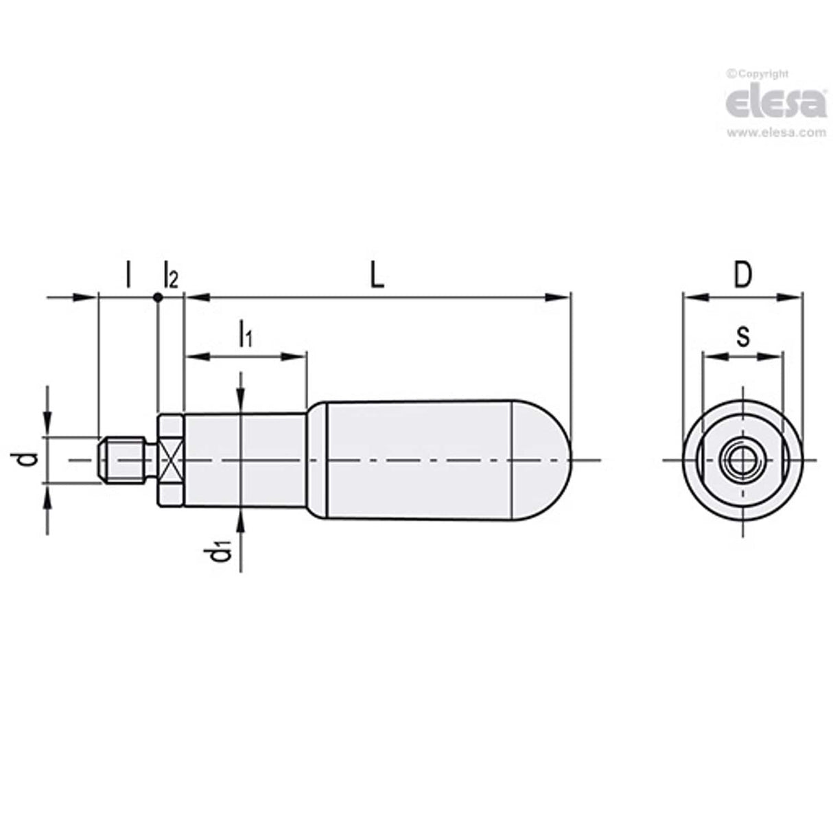 Cylindrical revolving handle-I.621/65+Gx-M8