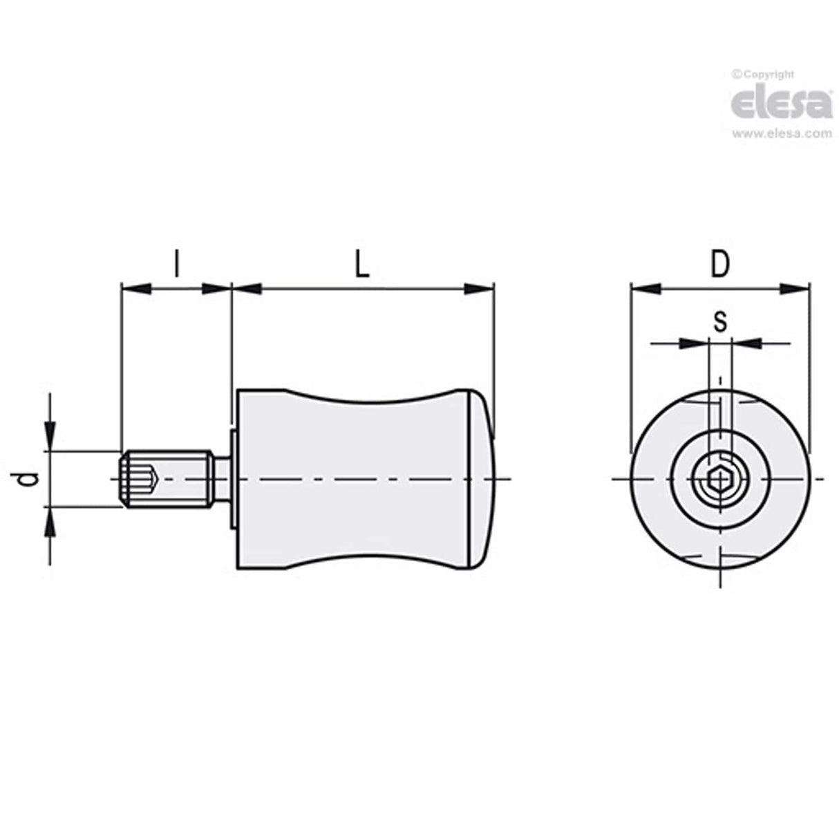 Cylindrical revolving handle-I.741/20+x-M4
