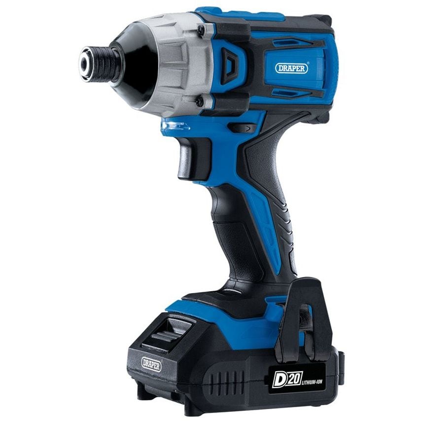 D20 20V Brushless Impact Driver, 1/4" Hex, 180Nm, 2 x 2.0Ah Batteries, 1 x Charger