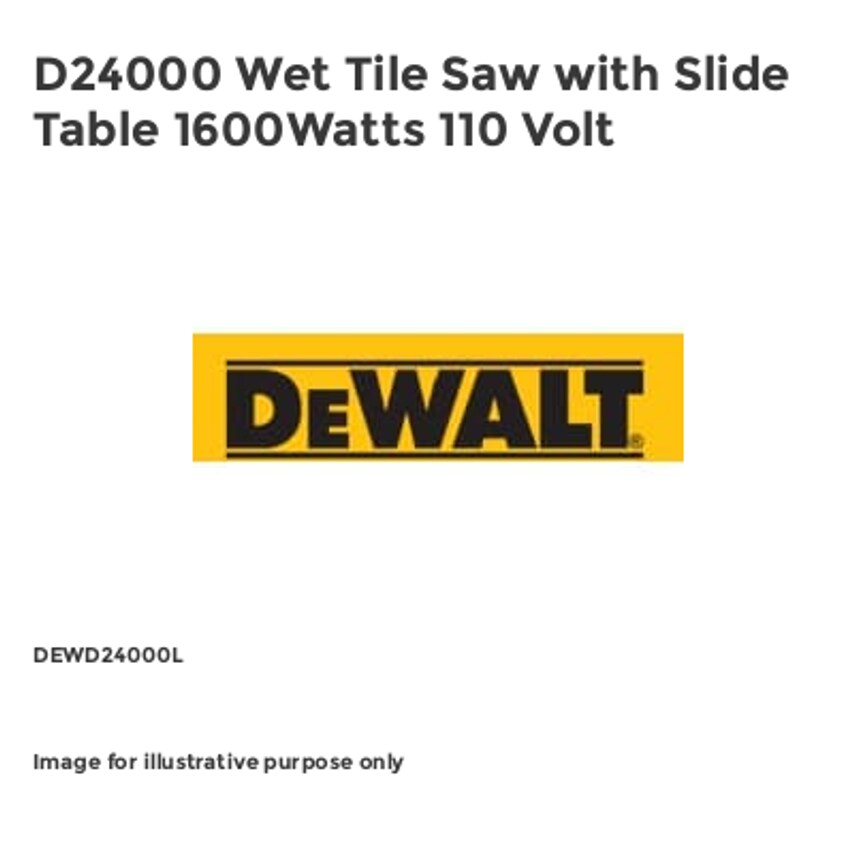 D24000 Wet Tile Saw with Slide Table 1600Watts 110 Volt
