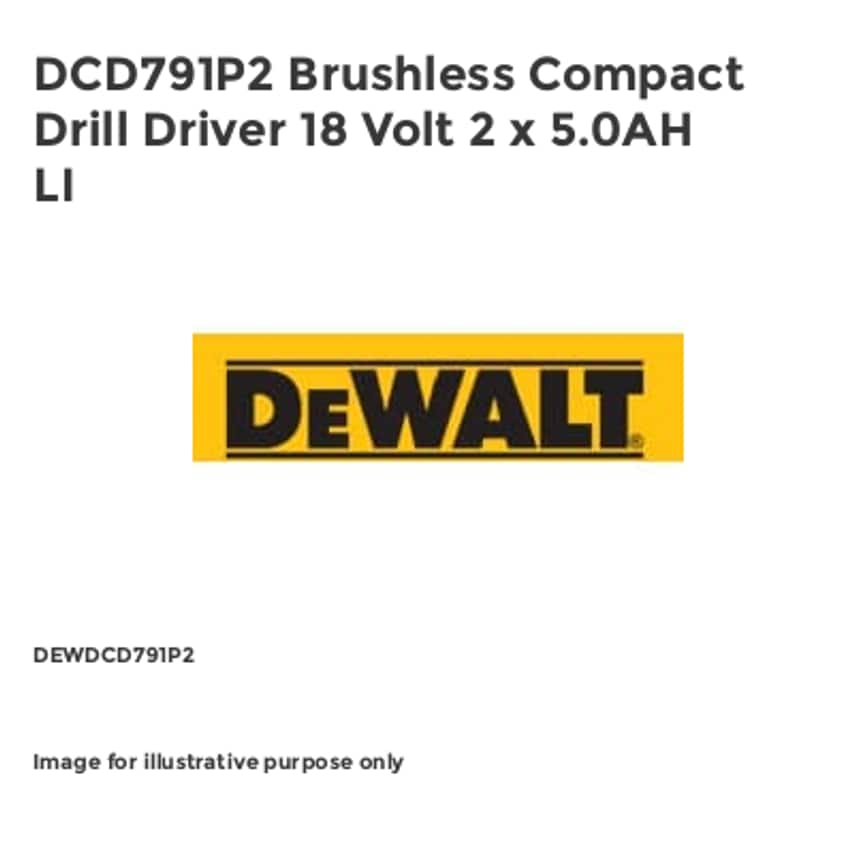 DCD791P2 Brushless Compact Drill Driver 18 Volt 2 x 5.0AH LI