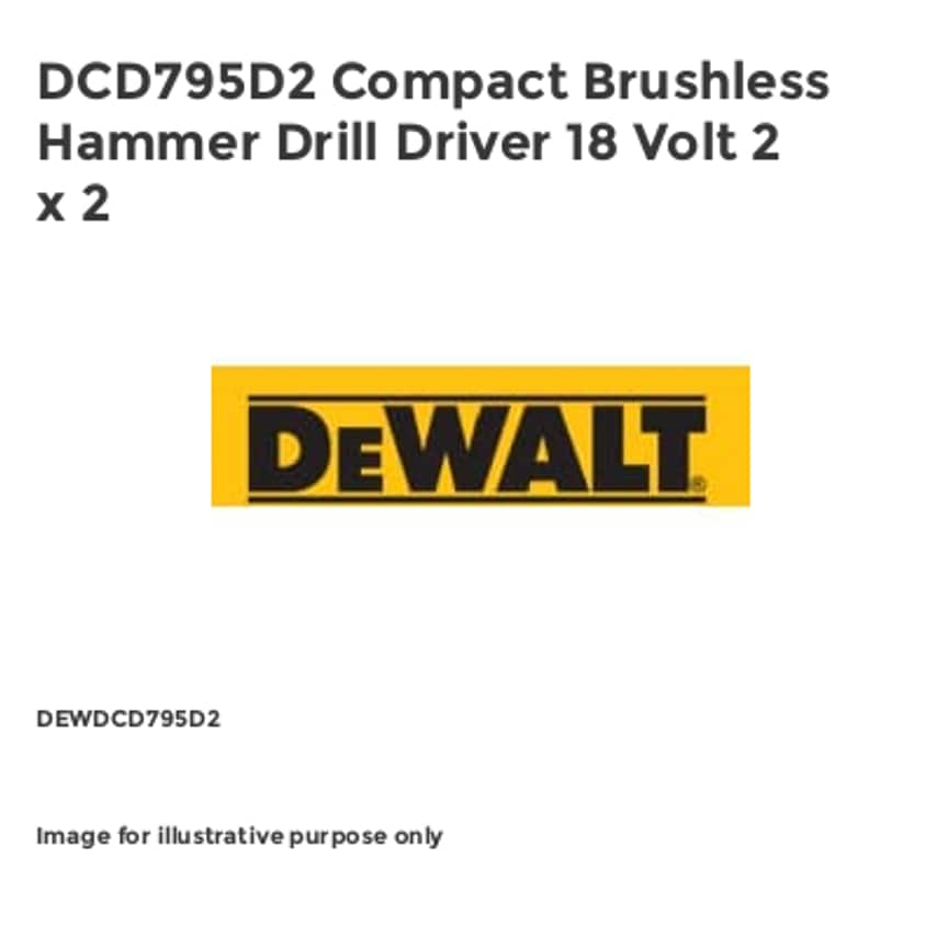 DCD795D2 Compact Brushless Hammer Drill Driver 18 Volt 2 x 2