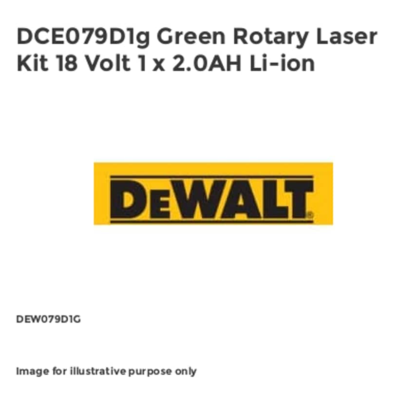 DCE079D1g Green Rotary Laser Kit 18 Volt 1 x 2.0AH Li-ion DEW079D1G
