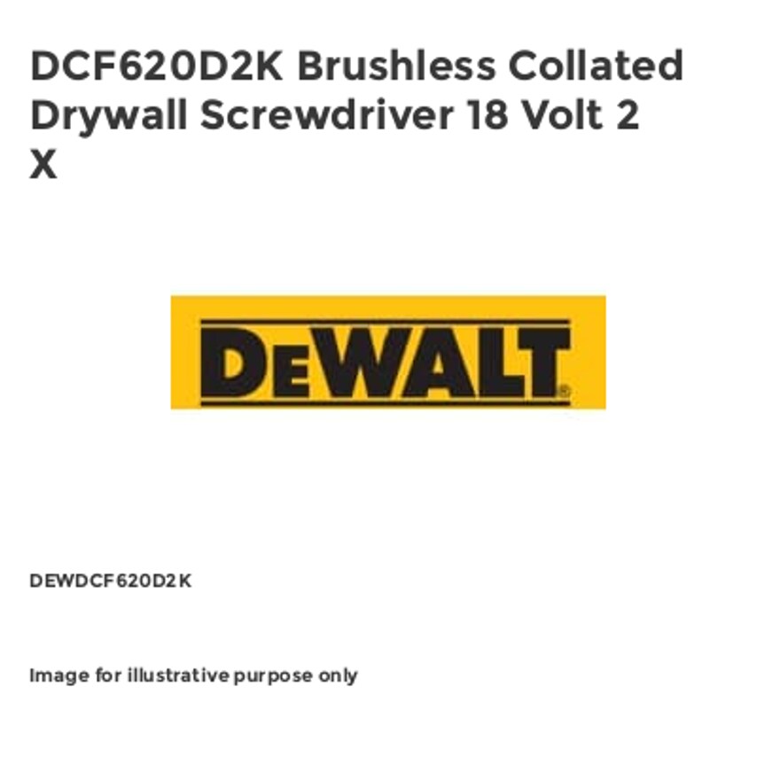 DCF620D2K Brushless Collated Drywall Screwdriver 18 Volt 2 X DEWDCF620D2K