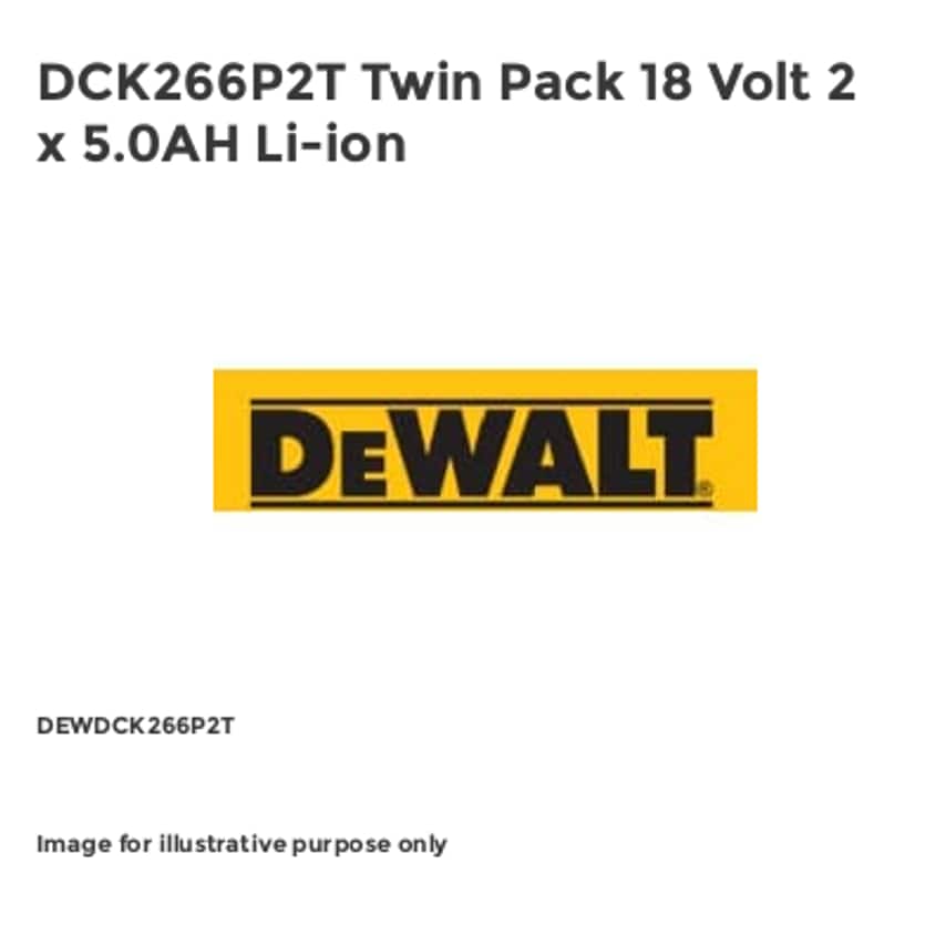 DCK266P2T Twin Pack 18 Volt 2 x 5.0AH Li-ion DEWDCK266P2T