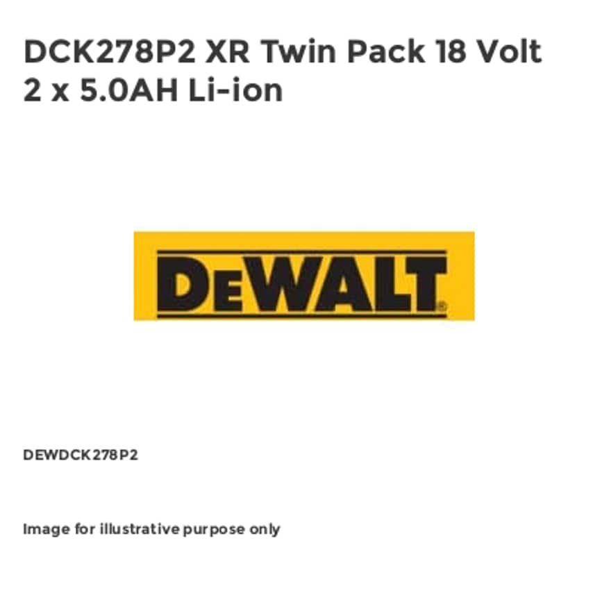 DCK278P2 XR Twin Pack 18 Volt 2 x 5.0AH Li-ion DEWDCK278P2