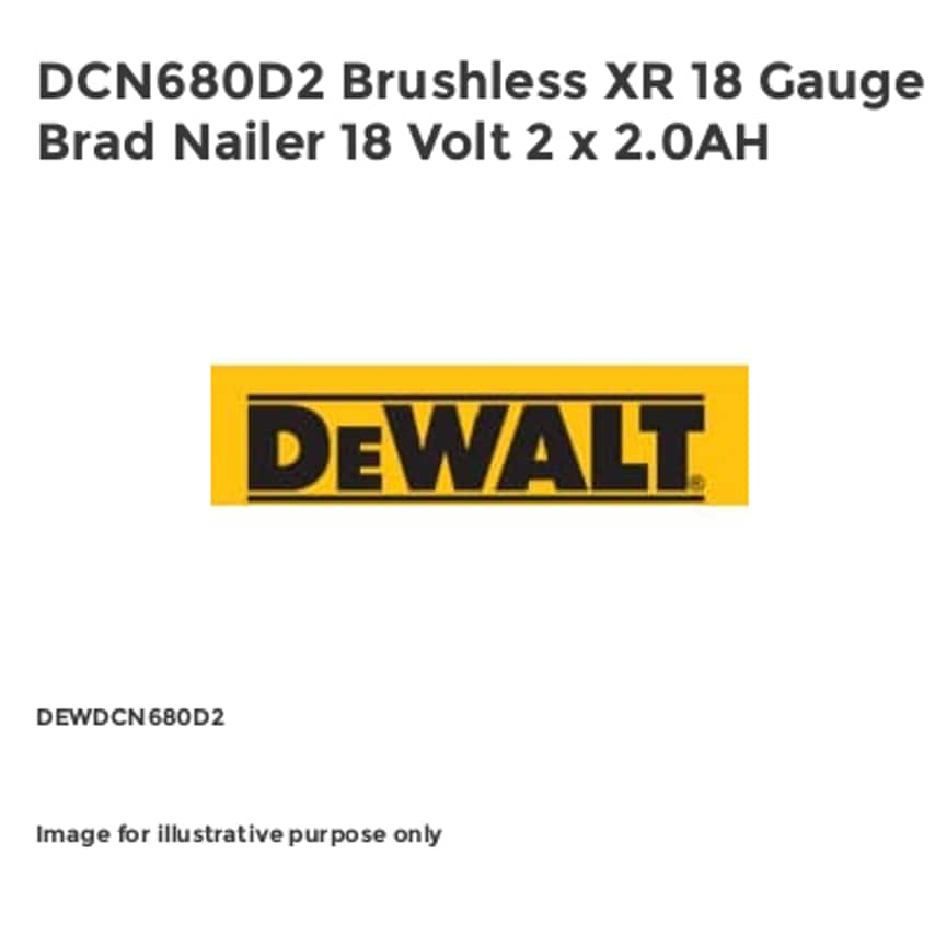DCN680D2 Brushless XR 18 Gauge Brad Nailer 18 Volt 2 x 2.0AH DEWDCN680D2