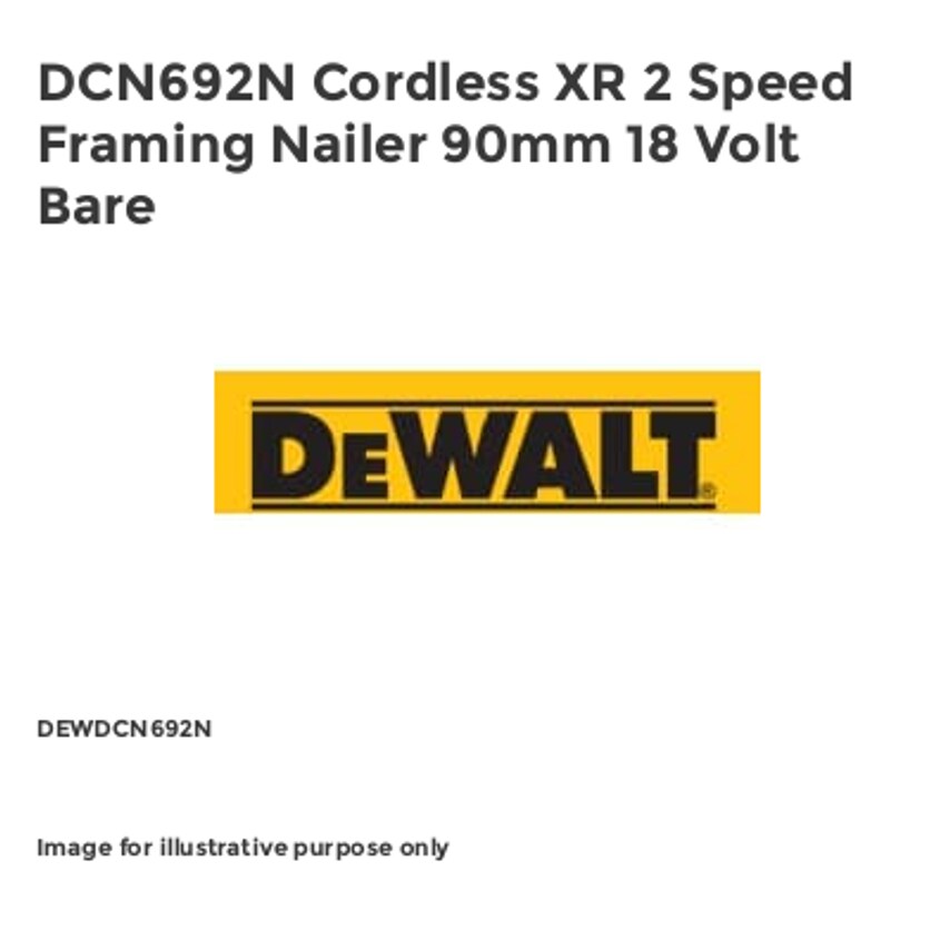 DCN692N Cordless XR 2 Speed Framing Nailer 90mm 18 Volt Bare DEWDCN692N