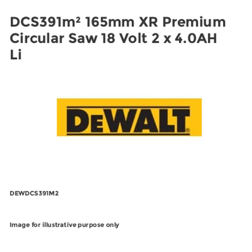 DCS391m 165mm XR Premium Circular Saw 18 Volt 2 x 4.0AH Li