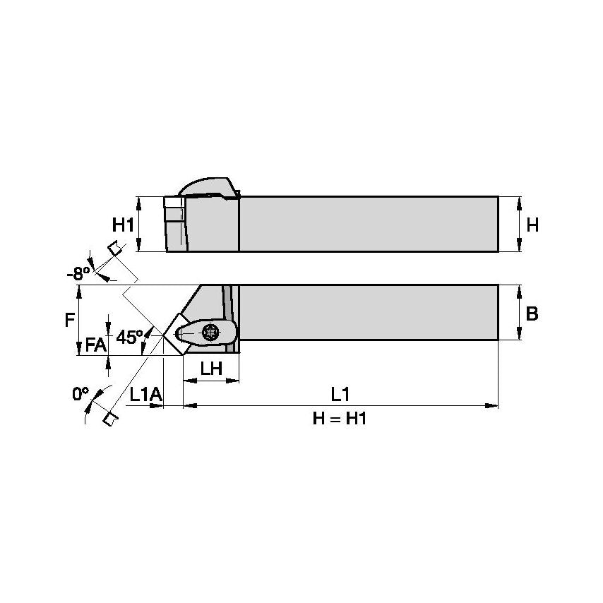 DCSNR2525M12KC04 D Clamping Holder W25, 0MM L150