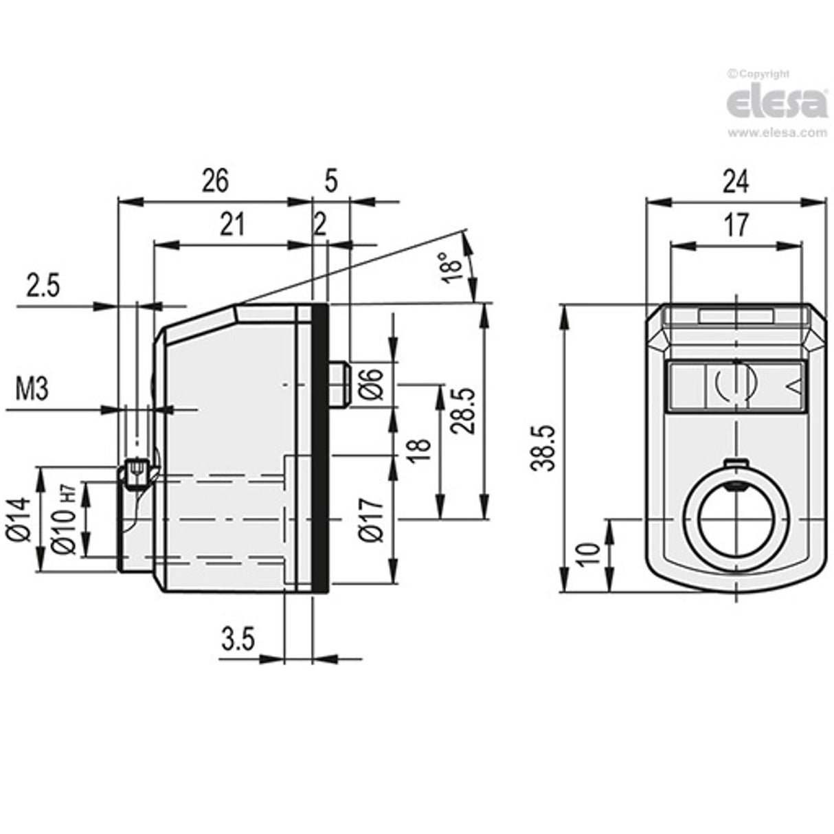 DD50 Mechanical position Indicators direct drive 3-digit counter technopolymer DD50-AN-10.0-D-C3