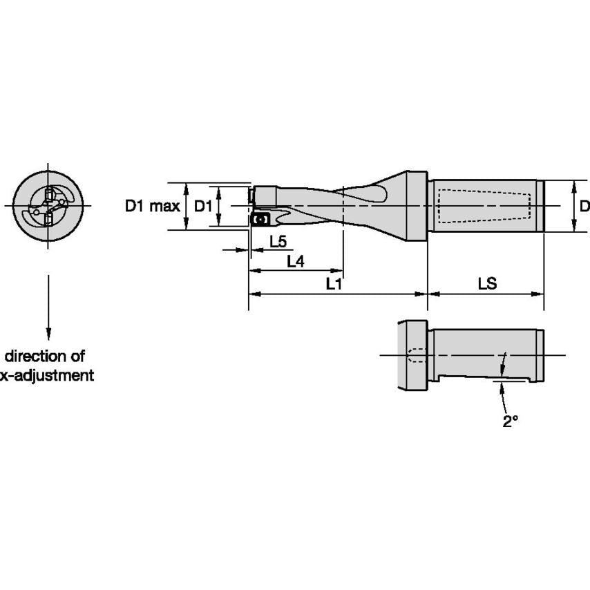 DFR150R2WD20M Drill Body DIAMETER=15.0-16.0