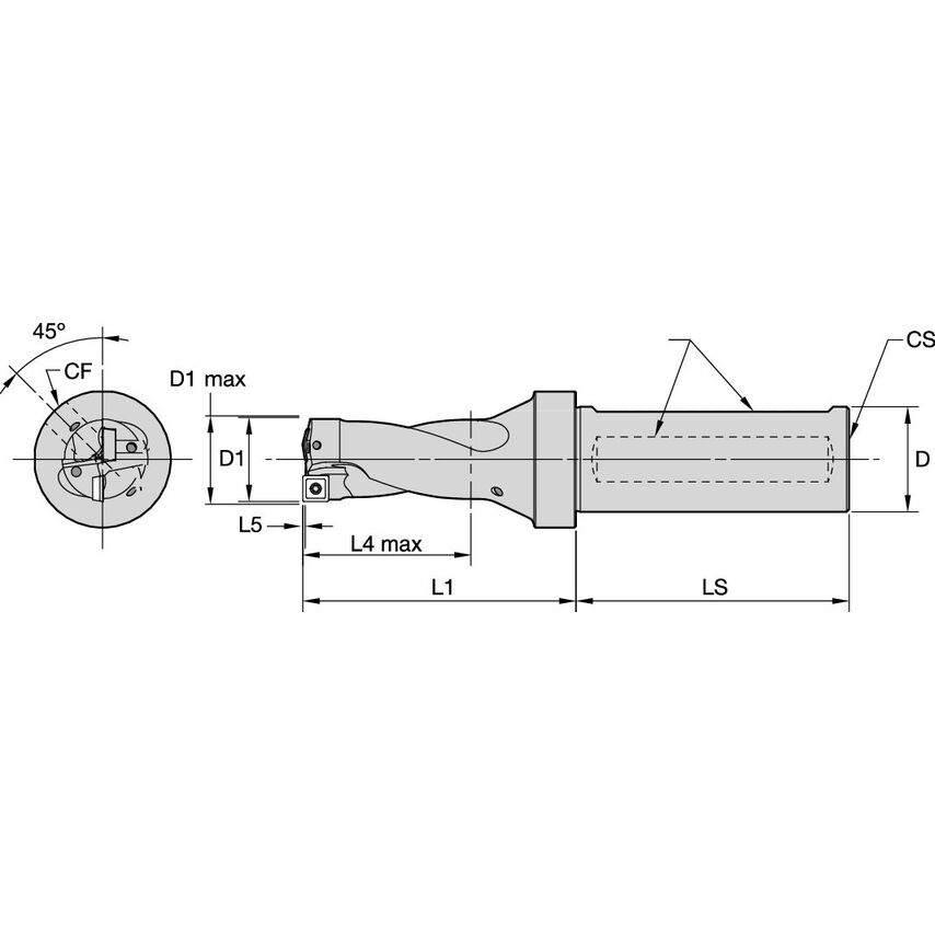 DFSP0750R2SSF100 Indexable Drill DFSP RH DIA=0.