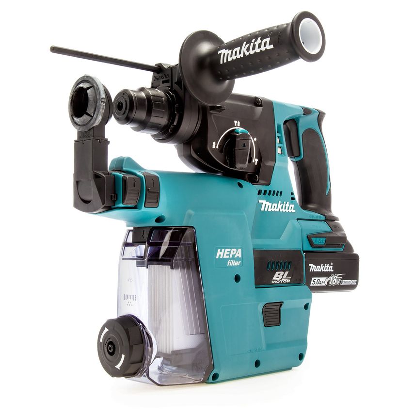 DHR242RTJW 18V SDS+ Hammer Drill with DX06 Dust Extraction (2 x 5.0AH Batteries)