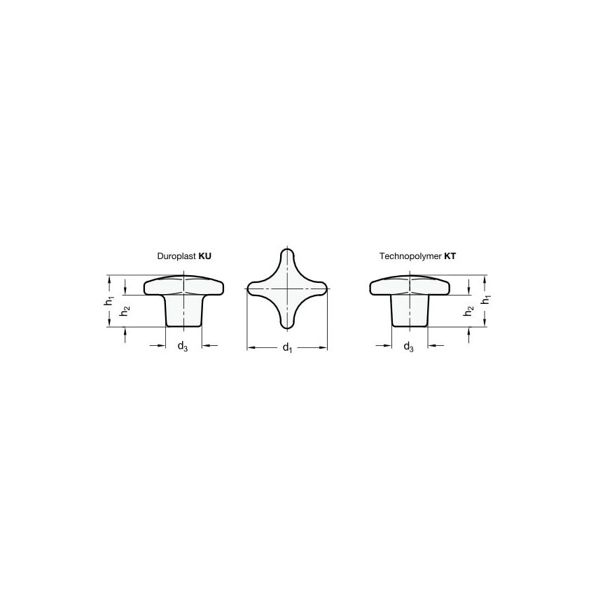 DIN6335-KU-25-M5-K Plastic Star Knobs