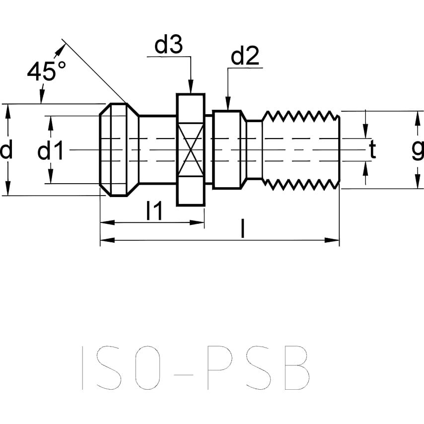 DN50-SQ-PSB ISO 738 8/2 Pull Stud