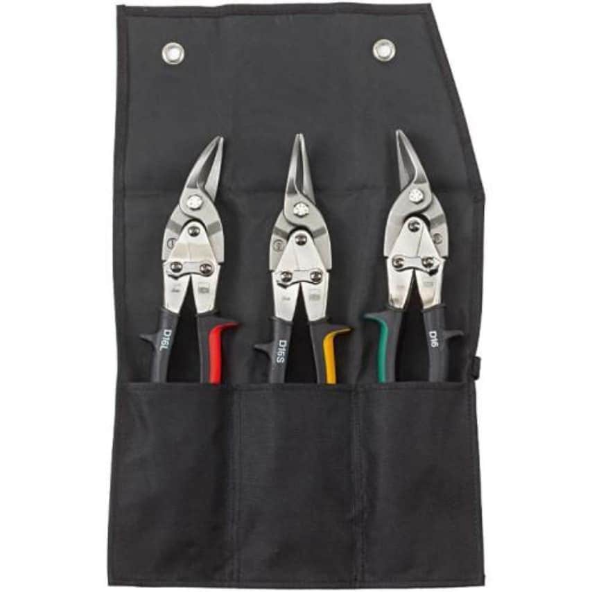 DSET16 Aviation Snips Set of 3 Left, Right and Straight in Pouch, BE770016