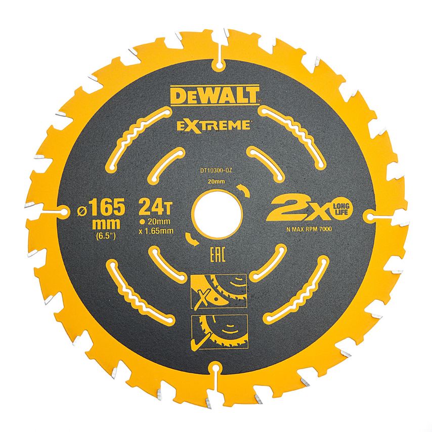 DT10300 Extreme Framing Circular Saw Blade for Wood 165 x 20mm x 24T