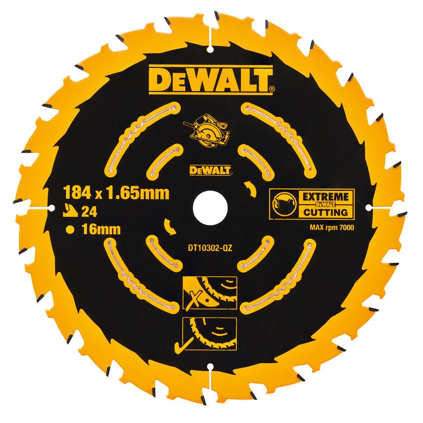 DT10302 Extreme 2ND Fix Circular Saw Blade 184mm x 16mm x 24T