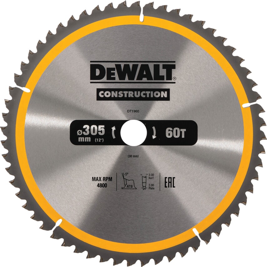 DT1960-QZ Construction Circular Saw Blade 305mm x 30mm x 60T