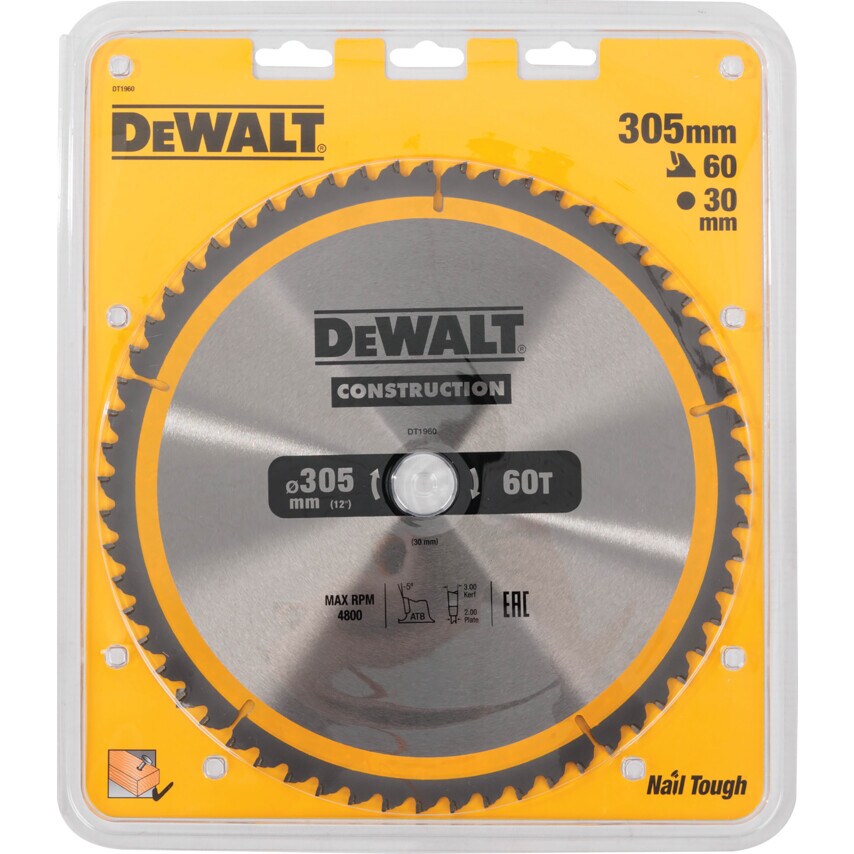 DT1960-QZ Construction Circular Saw Blade 305mm x 30mm x 60T