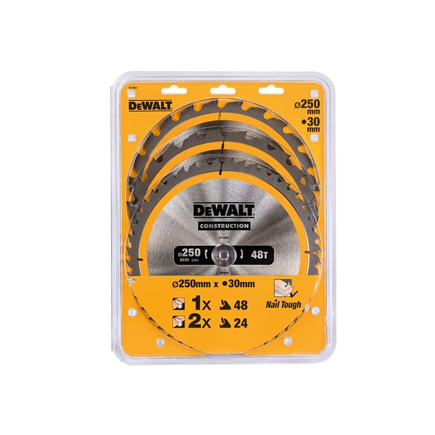 DT1964 Construction Circular Saw Blade 3 Pack 305 x 30mm x 24T/48T/60T DEWDT1964QZ