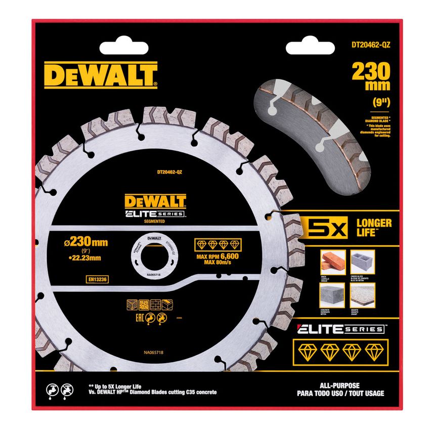 DT20462 Elite Diamond Segmented Wheel 230mm x 22.23mm