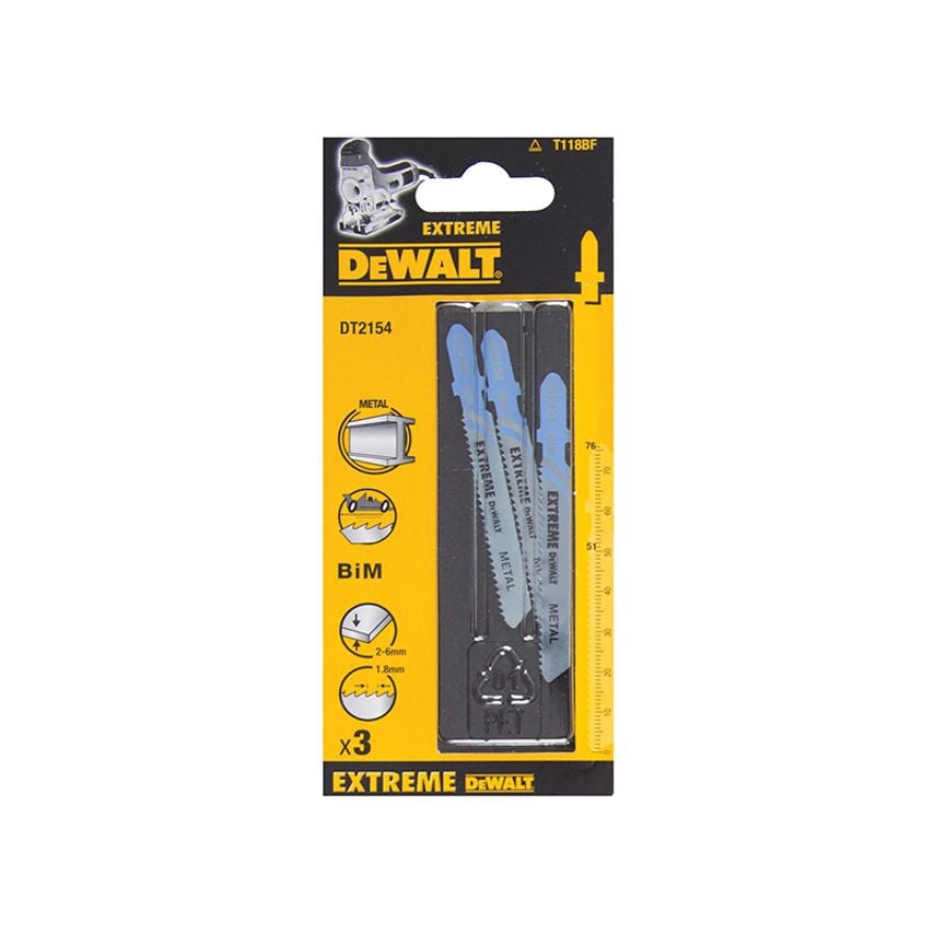 DT2154 EXTREME Metal Cutting Jigsaw Blades Pack of 3 DEWDT2154QZ