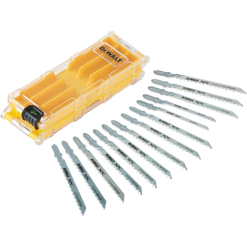 DT2298-QZ 14 Piece XPC High Performance Wood Cutting Jigsaw Blade Set with Plastic Storage Case