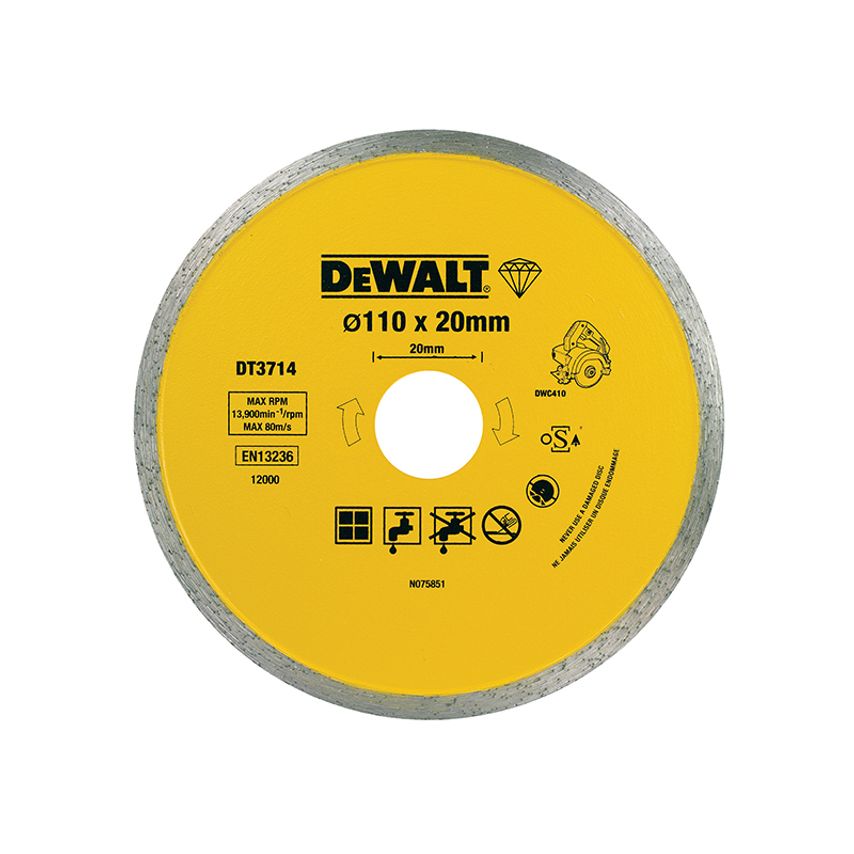 DT3714 Diamond Tile Blade 110 x 20mm DEWDT3714QZ
