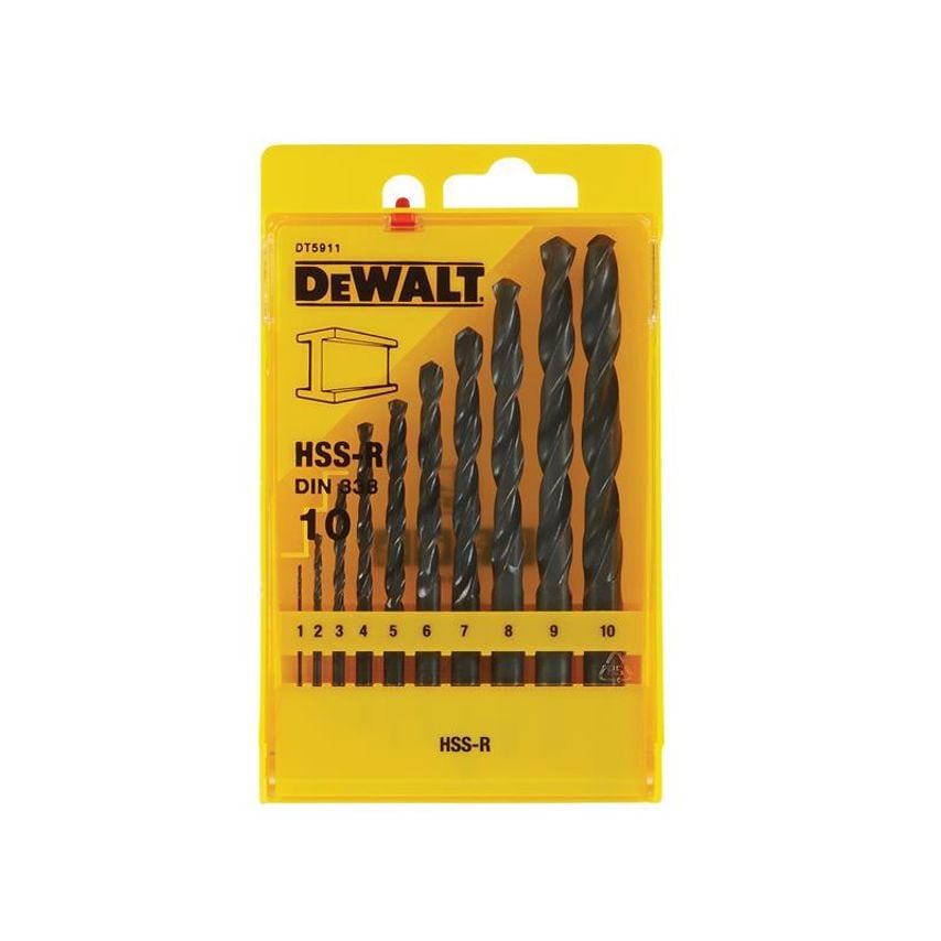 DT5911 HSS-R Jobber Drill Bit Set, 10 Piece DEWDT5911QZ
