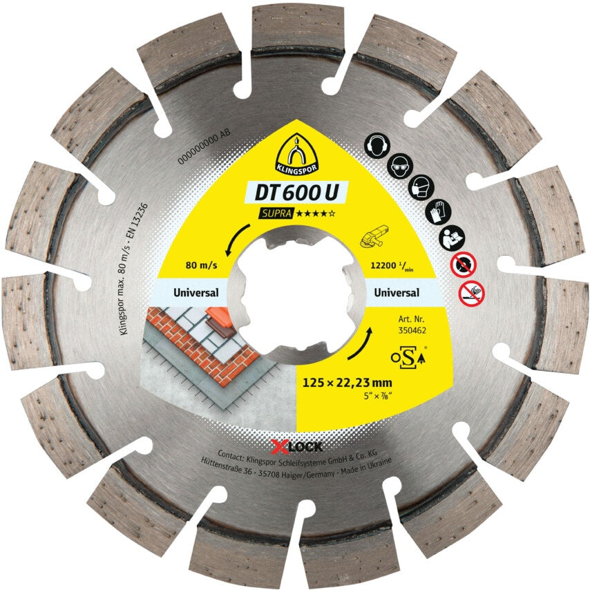 DT600U Diamond Blade 125X2.4X22.23mm X-Lock