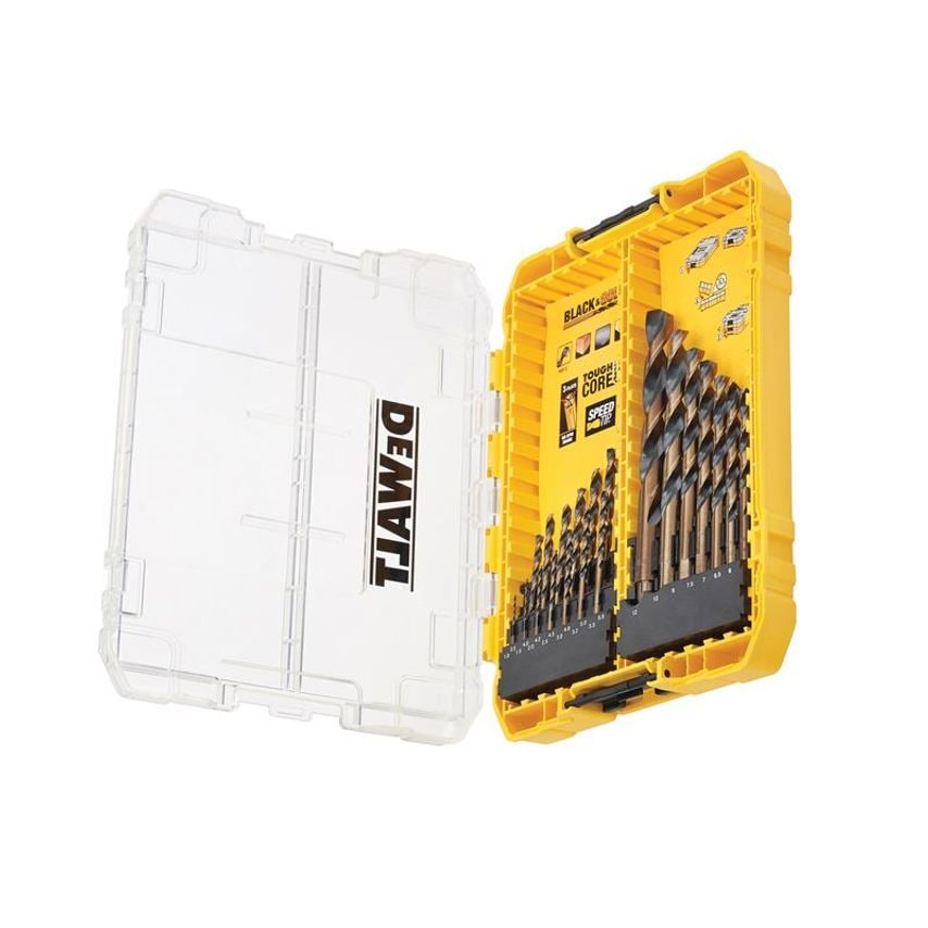 DT70755 Black & Gold HSS Drill Set, 21 Piece DEWDT70755QZ