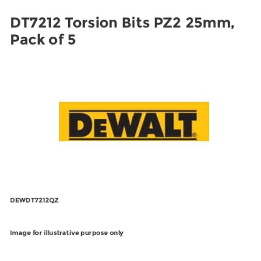 DT7212 Torsion Bits PZ2 25mm, Pack of 5