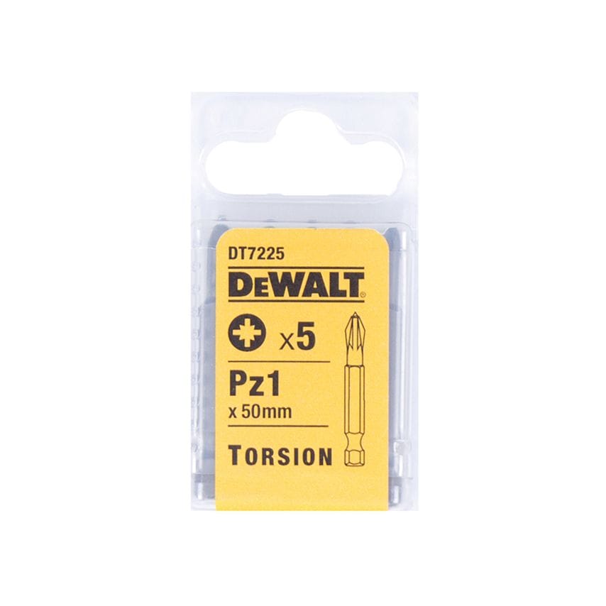 DT7225 Torsion Bits PZ1 x 50mm (Pack 5) DEWDT7225QZ