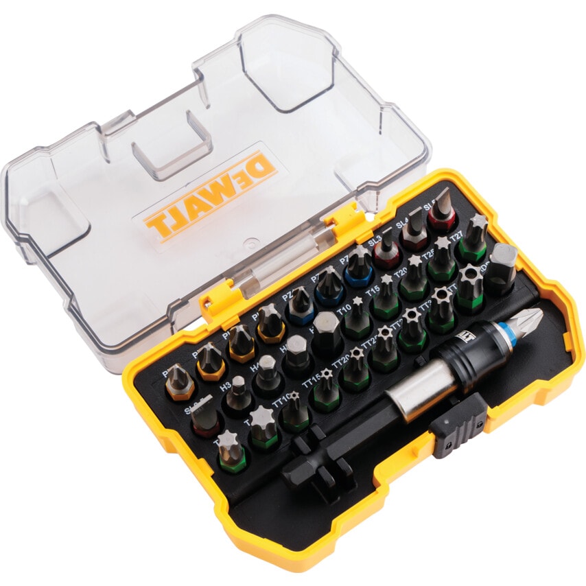 DT7969-QZ 32 Piece Compact Screwdriver Bit Set Comes in a Hard-wearing, Compact Case, Complete with Belt Clip