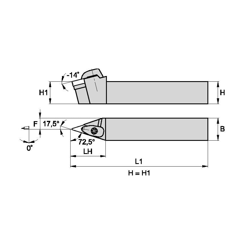 DVVNN2020K16KC04 D Clamping Holder W20, 0MM L125