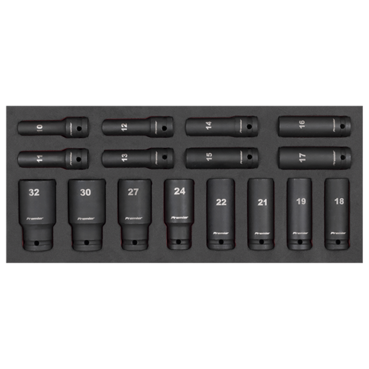 Deep Impact Socket Set with Tool Tray 1/2inSq Drive 16 Piece