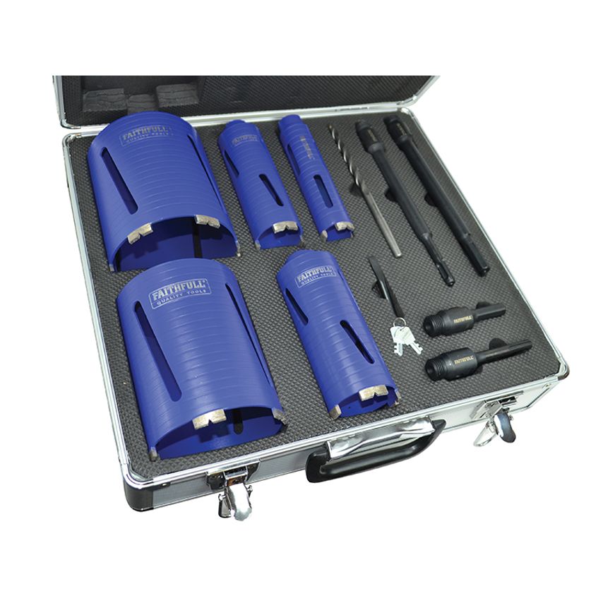 Diamond Core Drill Kit & Case Set of 11 FAIDCKIT11