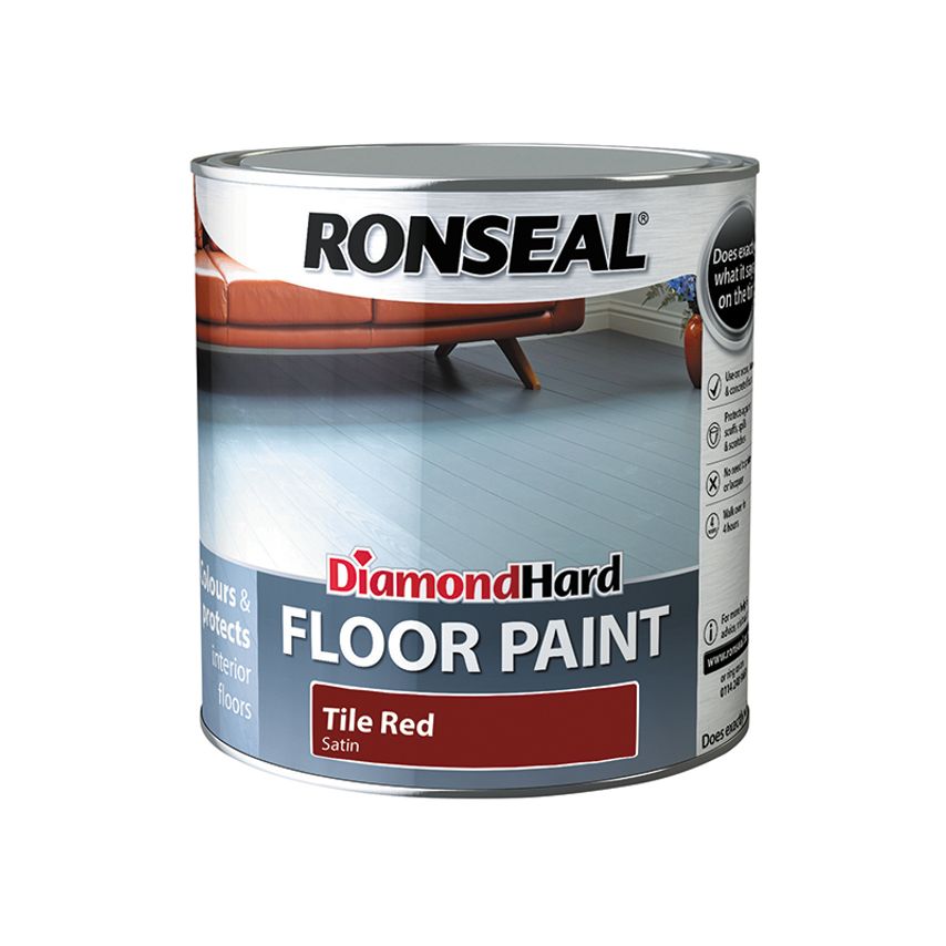 Diamond Hard Floor Paint Satin Tile Red 2.5 litre RSLDHFPTR25L