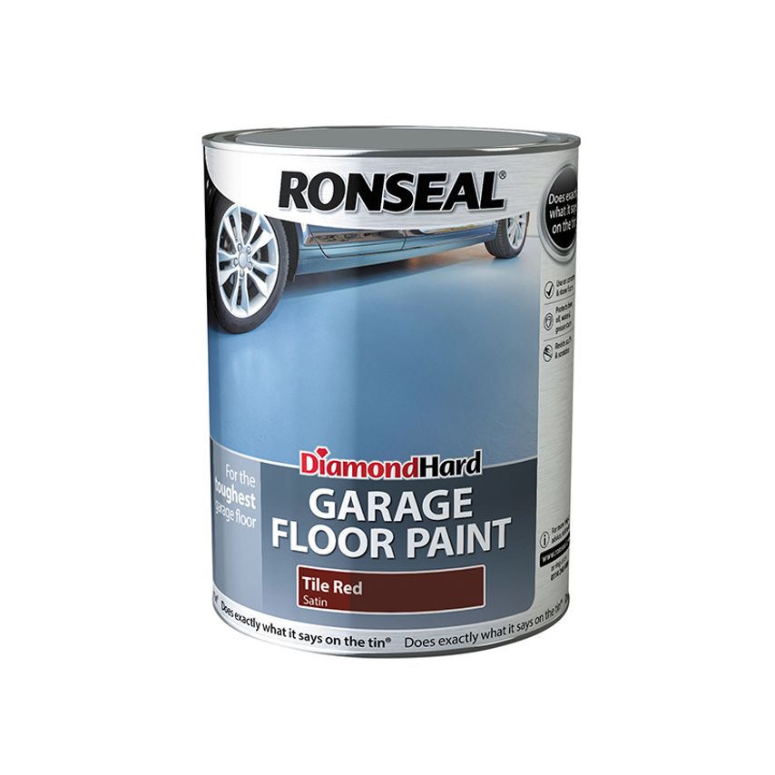 Diamond Hard Garage Floor Paint Tile Red 5 litre RSLDHGFPTR5L