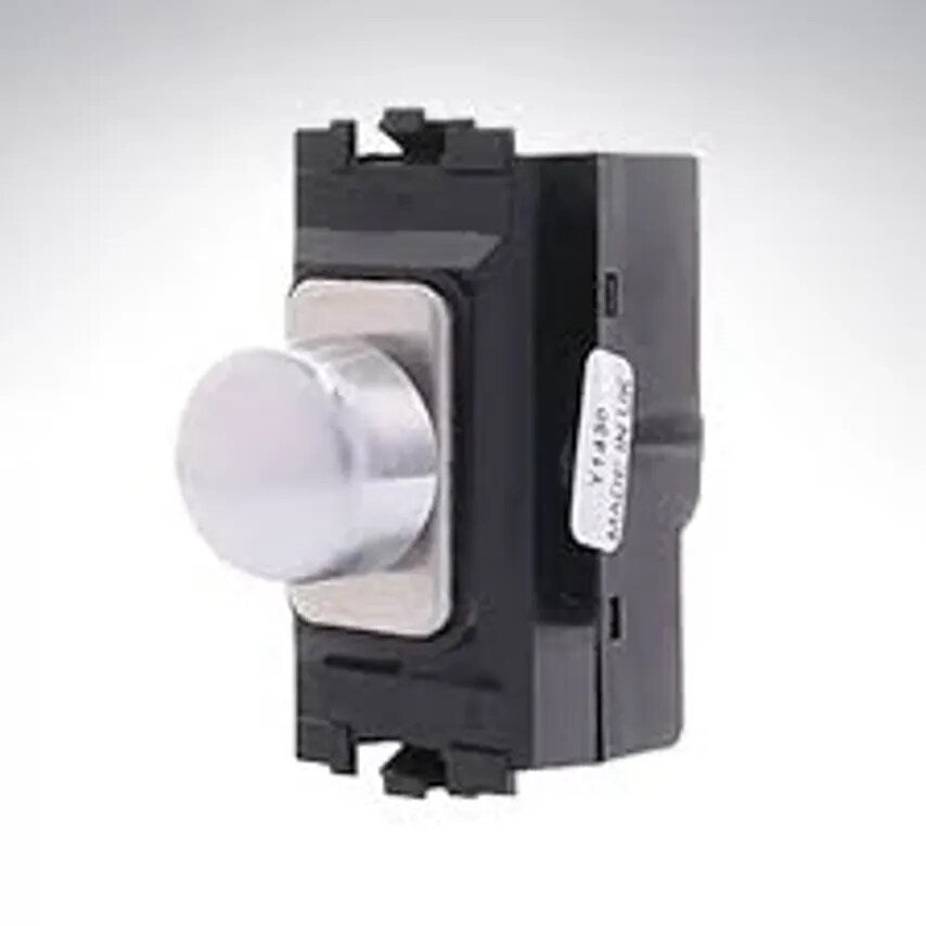Dimmer Switch 1 Gang 2 Way 1 Module 220W Brushed Stainless Steel Black Inse