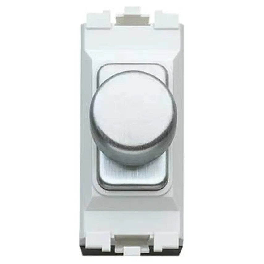 Dimmer Switch Fluo Grid 10V Brushed Stainless Steel White Insert