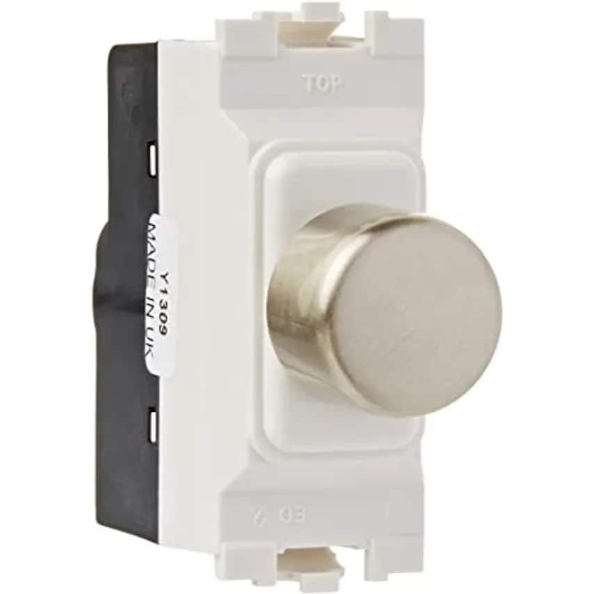 Dimmer Switch Fluo Grid 10V Lacquered Brushed Steel White Insert