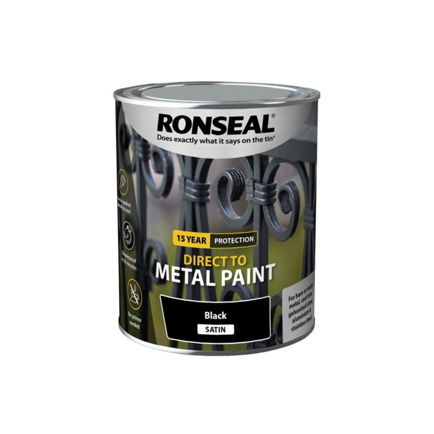 Direct to Metal Paint 750ml Black Satin