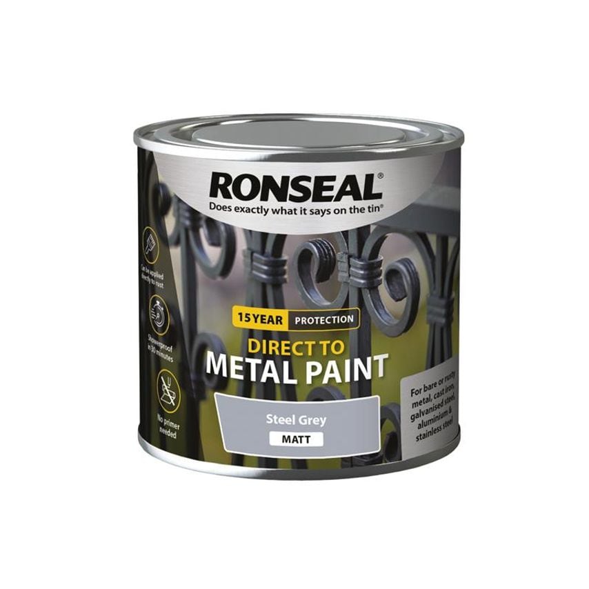 Direct to Metal Paint Steel Grey Matt 250ml RSLDTMSGM250