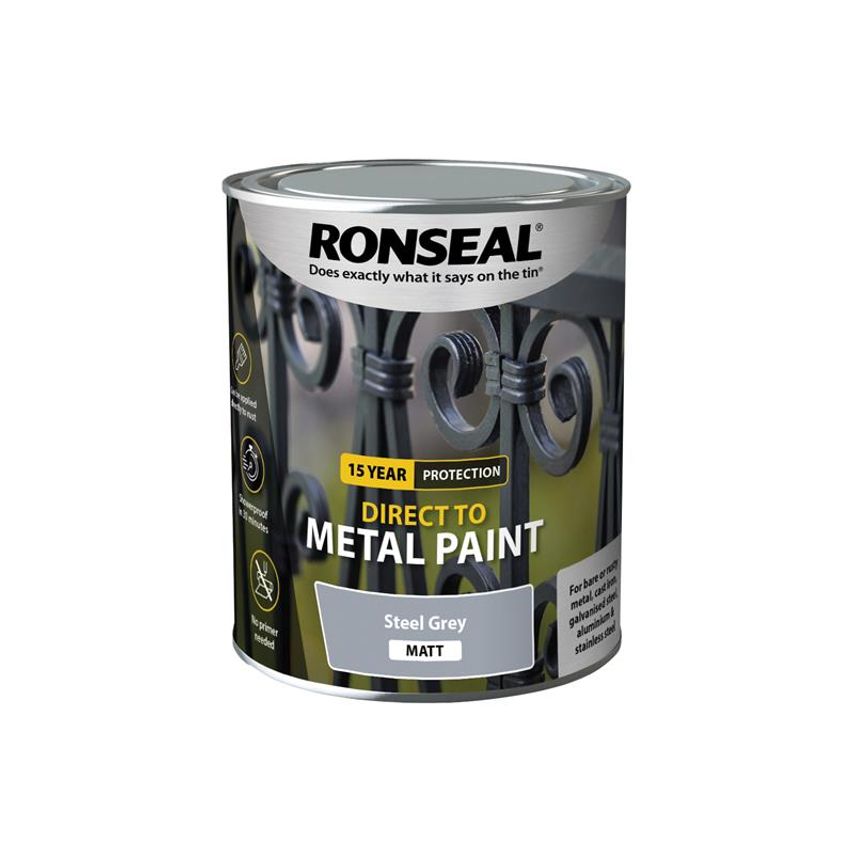 Direct to Metal Paint Steel Grey Matt 750ml RSLDTMSGM750