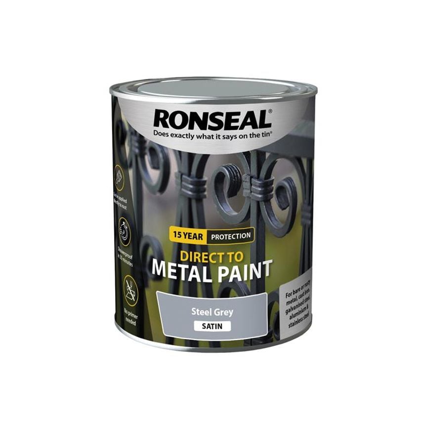 Direct to Metal Paint Steel Grey Satin 750ml RSLDTMSGS750