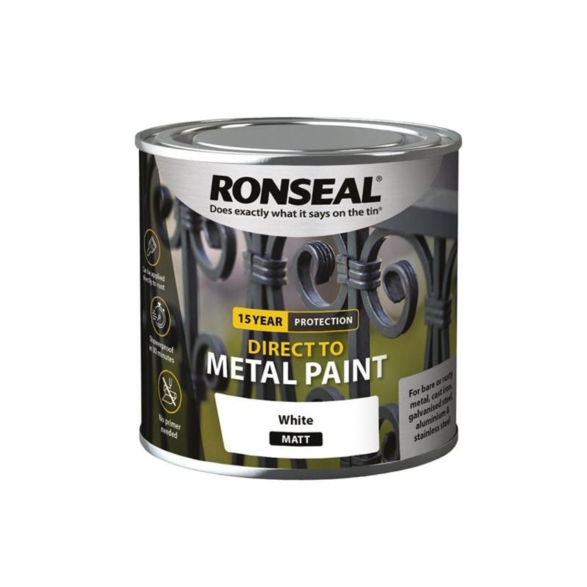 Direct to Metal Paint White Matt 250ml RSLDTMWM250